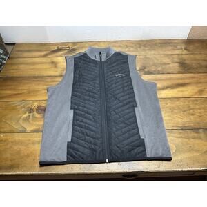 Callaway Golf Vest Mens Medium Black Gray Quilted Lightweight Full Zip